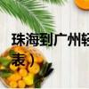 珠海到廣州輕軌時間表（珠海到廣州輕軌時刻表）