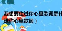 我想要住進你心里歌詞是什么意思(我想要住進你心里歌詞)