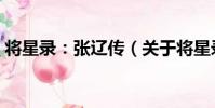 將星錄:張遼傳(關于將星錄:張遼傳簡介)