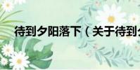 待到夕陽落下(關于待到夕陽落下介紹)