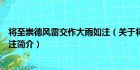 將至崇德風雷交作大雨如注(關于將至崇德風雷交作大雨如注簡介)