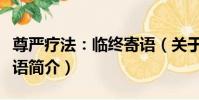 尊嚴療法:臨終寄語(關于尊嚴療法:臨終寄語簡介)