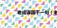 老成謀國下一句(老臣謀國)