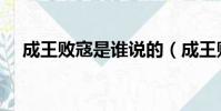 成王敗寇是誰說的(成王敗寇什么意思)