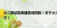 小三郎試院高捷喜成四韻(關于小三郎試院高捷喜成四韻簡介)