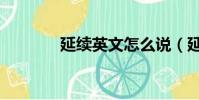 延續英文怎么說(延續英文)