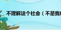 不理解這個社會(不是我痛恨這個社會)