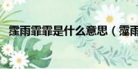 霔雨霏霏是什么意思(霪雨霏霏什么意思)