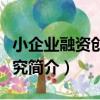 小企業融資創新研究（關于小企業融資創新研究簡介）