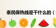 泰民保熱線是干什么的(泰民 krystal)