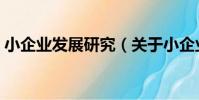 小企業發展研究(關于小企業發展研究簡介)