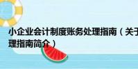 小企業會計制度賬務處理指南(關于小企業會計制度賬務處理指南簡介)