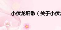 小伏龍肝散(關于小伏龍肝散簡介)
