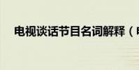 電視談話節目名詞解釋(電視談話節目)