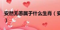 安然無恙屬于什么生肖(安然無恙是什么生肖)