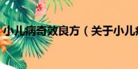 小兒病奇效良方(關于小兒病奇效良方簡介)