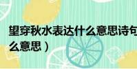 望穿秋水表達什么意思詩句(望穿秋水表達什么意思)