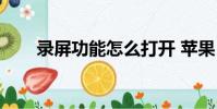 錄屏功能怎么打開 蘋果(錄屏功能)