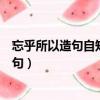 忘乎所以造句自知之明是智慧忘乎所以是愚蠢（忘乎所以造句）