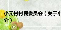 小元村村民委員會(關于小元村村民委員會簡介)