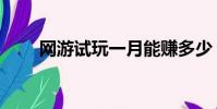 網游試玩一月能賺多少(網游試玩)