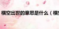 橫空出世的意思是什么(橫空出世什么意思)