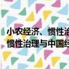小農經濟、慣性治理與中國經濟的長期變遷（關于小農經濟、慣性治理與中國經濟的長期變遷簡介）