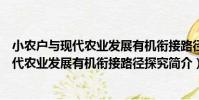 小農戶與現代農業發展有機銜接路徑探究(關于小農戶與現代農業發展有機銜接路徑探究簡介)