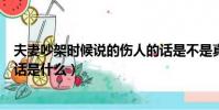 夫妻吵架時候說的傷人的話是不是真的(夫妻吵架最傷人的話是什么)