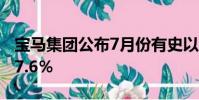 寶馬集團公布7月份有史以來最好的銷量增長7.6%