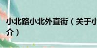 小北路小北外直街(關于小北路小北外直街簡介)