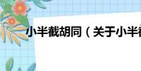 小半截胡同(關于小半截胡同簡介)