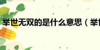 舉世無雙的是什么意思(舉世無雙什么意思)