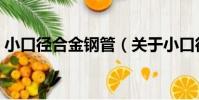 小口徑合金鋼管(關于小口徑合金鋼管簡介)