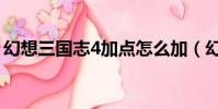 幻想三國志4加點怎么加(幻想三國志4加點)