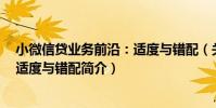小微信貸業務前沿:適度與錯配(關于小微信貸業務前沿:適度與錯配簡介)