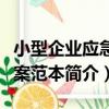 小型企業應急預案范本（關于小型企業應急預案范本簡介）