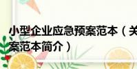 小型企業應急預案范本(關于小型企業應急預案范本簡介)