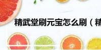 精武堂刷元寶怎么刷(精武堂刷元寶)