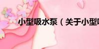 小型吸水泵(關于小型吸水泵簡介)