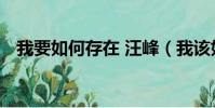 我要如何存在 汪峰(我該如何存在 汪峰)