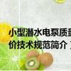 小型潛水電泵質量評價技術規范（關于小型潛水電泵質量評價技術規范簡介）