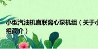 小型汽油機直聯離心泵機組(關于小型汽油機直聯離心泵機組簡介)