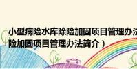 小型病險水庫除險加固項目管理辦法(關于小型病險水庫除險加固項目管理辦法簡介)