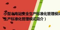 小型水電站安全生產標準化管理模式(關于小型水電站安全生產標準化管理模式簡介)