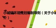 小城鎮環境規劃編制導則(關于小城鎮環境規劃編制導則簡介)
