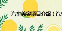 汽車美容項目介紹(汽車美容項目)
