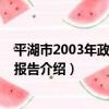 平湖市2003年政府工作報告（關于平湖市2003年政府工作報告介紹）