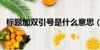 標題加雙引號是什么意思(雙引號是什么意思)