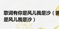 歌詞有你是風兒我是沙(黃奕說生活中沒有你是風兒我是沙)